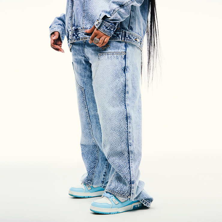 Embossed Denim Jeans